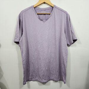 01.Algo Mens Performance V-Neck Short Sleeve T-Shirt Heather lavender Purple Lrg